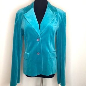 Bloomingdales Velvet teal blazer NWTO